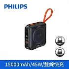 【Philips飛利浦】FunCube 3.0系列 45W多合一磁吸行動電源 15000mAh (DLP4351C) (有標示Wh) 百搭黑