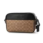 COACH 經典款荖花撞色男款斜背包 卡其黑