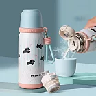 【COMET】500ml不銹鋼一蓋三飲可愛保溫瓶(保溫杯 吸管水壺 316不鏽鋼瓶 環保隨行杯/DPHW068) 粉色栗子狗
