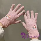 【Decoy】微笑雪人 觸控彈性仿羊絨保暖手套/顏色可選 粉