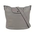 LONGCHAMP Le Pliage Xtra 小牛皮釦式水桶包/肩背包 (斑鳩灰)