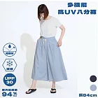 日本Aube春夏晴雨兩用多機能UPF30抗UV防潑水涼感褲32-2017八分褲(鬆緊帶綁繩&雙口袋)防曬褲涼爽8分褲 藍灰