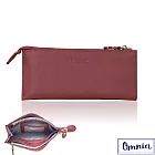 【OMNIA】6卡1照浪漫風情單拉鍊牛皮長夾5103- 深紅