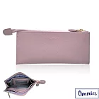 【OMNIA】6卡1照浪漫風情單拉鍊牛皮長夾5103- 藕紫