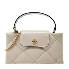 Tory Burch Kira 菱格紋鏈帶皮革手提包- 米灰