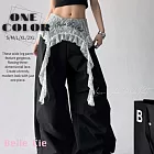 日本 Belle Ćie 精緻韓風 | 蕾絲顯瘦寬褲 XL 黑色