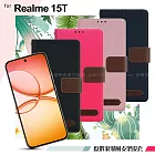 Xmart Realme 15T 度假浪漫風斜紋側掀支架皮套 粉色