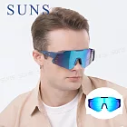 【SUNS】運動偏光太陽眼鏡 含內視鏡 頂級REVO電鍍 Polarized墨鏡 抗UV400/抗藍光/路跑/自行車 藍框藍水銀