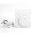 【LOTUS】拍立得 MINI12雕花格紋復古相機包 皮套 副廠 白色