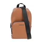 Michael Kors Cooper 銀字荔枝皮革口袋單肩背包 (焦糖色)