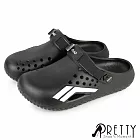 【Pretty】男 洞洞鞋 雨鞋 布希鞋 涼拖鞋 穆勒鞋 兩穿 防水 輕量 厚底 EU40 黑色