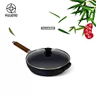 【FULOTO 婦樂透】遠紅外線全炭百歲鍋-28cm單柄煎煮鍋 平底鍋 炒鍋 附鍋蓋(IH爐可用鍋)