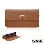 【OMC】細紋薄款馬蹄扣牛皮長夾7106- 琥珀棕