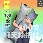《三合苑》旗艦級100支純天絲 小長抱枕 100x30cm 100%純天絲 天絲長抱枕 素色 文青 MIT 小長枕100x30cm-雪之路-灰