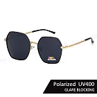 【SUNS】時尚金屬大框墨鏡 多邊形偏光墨鏡 修臉神氣 防眩光/遮陽/輕盈材質/抗UV400 S941 金框黑灰色