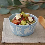 【日本Minoru】Lintu飛鳥花草 陶瓷餐碗280ml ‧ 藍