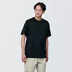 【MUJI 無印良品】男棉混天竺圓領短袖T恤 XL 黑色