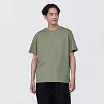 【MUJI 無印良品】男棉混天竺圓領短袖T恤 XL 煙燻綠