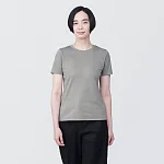 【MUJI 無印良品】女有機棉不易汗染圓領短袖T恤 XL 灰色