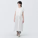 【MUJI 無印良品】女強撚法式袖洋裝 M 白色