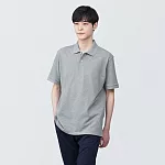 【MUJI 無印良品】男棉水洗鹿子織短袖POLO衫 S 灰色