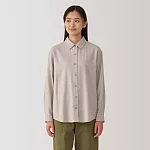 【MUJI 無印良品】女雙面起毛法蘭絨標準領長袖襯衫 M 米色