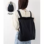日本3COINS 無印風格簡約設計2way 兩用肩背手提折疊購物袋 質感黑