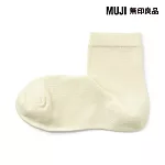 【MUJI 無印良品】女足口柔軟舒適直角短襪23-25cm 象牙白