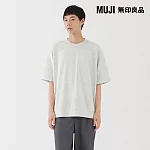【MUJI 無印良品】男輕量裏毛圓領五分袖T恤 XL 粉米