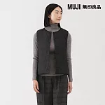 【MUJI 無印良品】女輕量羽絨可攜式無領背心 XL 黑色