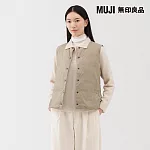 【MUJI 無印良品】女輕量羽絨可攜式無領背心 XXL 淺米