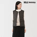 【MUJI 無印良品】女輕量羽絨可攜式無領背心 S 深棕