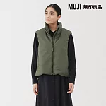 【MUJI 無印良品】女蓬鬆鋪棉背心 S 卡其綠