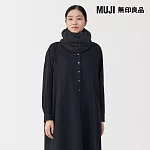 【MUJI 無印良品】再生聚酯纖維內絨毛刷毛保暖領圍 黑色