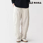 【MUJI 無印良品】女撥水加工多用途舒適寬版褲 M 柔白