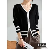 【Jilli~ko】韓版氣質小香風針織寬鬆拉鍊開衫 J9509  FREE 黑色