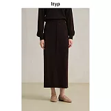 ltyp旅途原品 抗起球美麗諾絲光羊毛針織直筒半身裙女秋冬款 M L  L 布朗棕