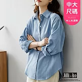 【Jilli~ko】通勤學院風休閒棉質打底襯衫 J12122  FREE 藍色
