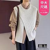 【Jilli~ko】慵懶圓領寬鬆不規則疊穿針織馬甲 J12121  FREE 淺卡