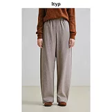 ltyp旅途原品 羊毛毛呢彎刀褲 極簡時尚寬鬆灰色休閒鐮刀褲女冬 M L  M 拿鐵咖