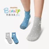【Morino摩力諾】台製除臭襪_日韓風手繪造型短襪-北極熊 -灰色