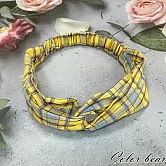 【卡樂熊】簡約百搭扭結格紋造型髮帶(三色)- 黃色
