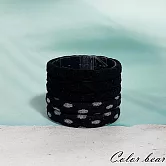 【卡樂熊】雙拼波紋毛巾圈5入組造型髮束(四色)- 黑色