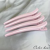 【卡樂熊】美髮專用基本款素色鴨嘴夾/分區夾/盤髮夾4入組(四色)- 粉色