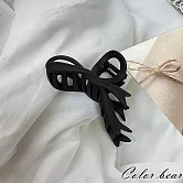 【卡樂熊】霧感系列．蝴蝶結飄帶造型抓夾/髮夾(四色)- 黑色