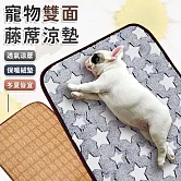 【EZlife】寵物藤席珊瑚絨兩用墊(50x38cm) 灰底星星