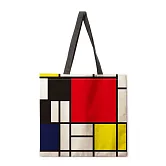 【素包包】購物袋 大容量紅黃藍格子方形購物托特肩背袋(01035) _圖3