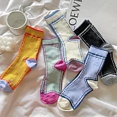 【AnZa】卡通線條2D休閒襪短襪中筒襪(5入/組)       圖片色