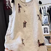 【ACheter】 純棉麻重工刺繡漂亮無袖背心上衣# 125289 2XL 米白色