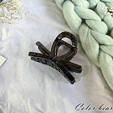 【卡樂熊】晶韌系列．微透光結飾造型抓夾/鯊魚夾- 交錯透黑色